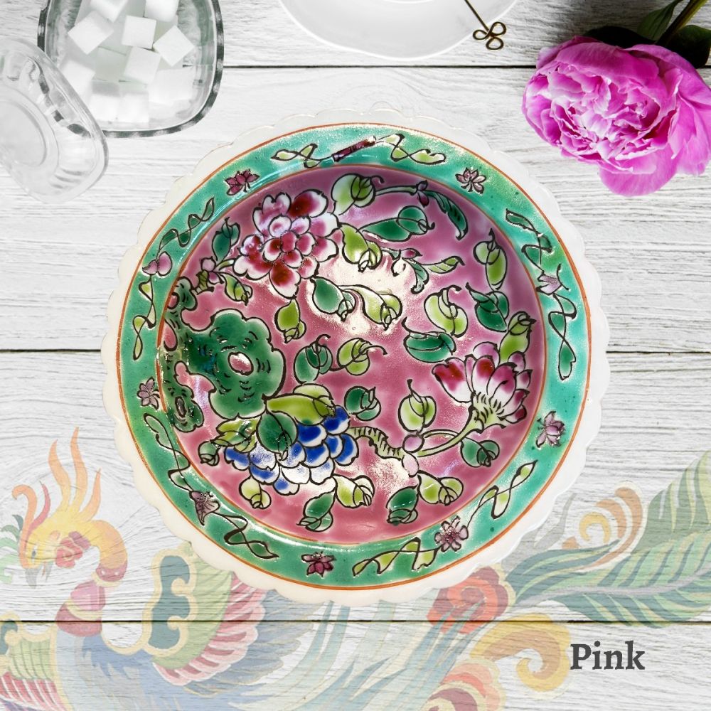 プラナカン　蓋付き椀 プラナカンな陶器 - シンガポール雑貨